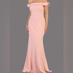 May Queen - MQ1739 Off-Shoulder Trumpet Dress With Lace Up Back